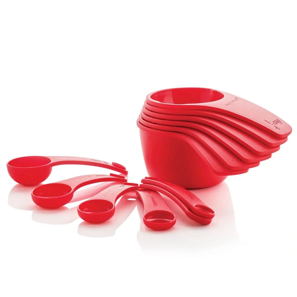Tupperware measuring spoons and cups set red color 12 Pieces Set 🆕